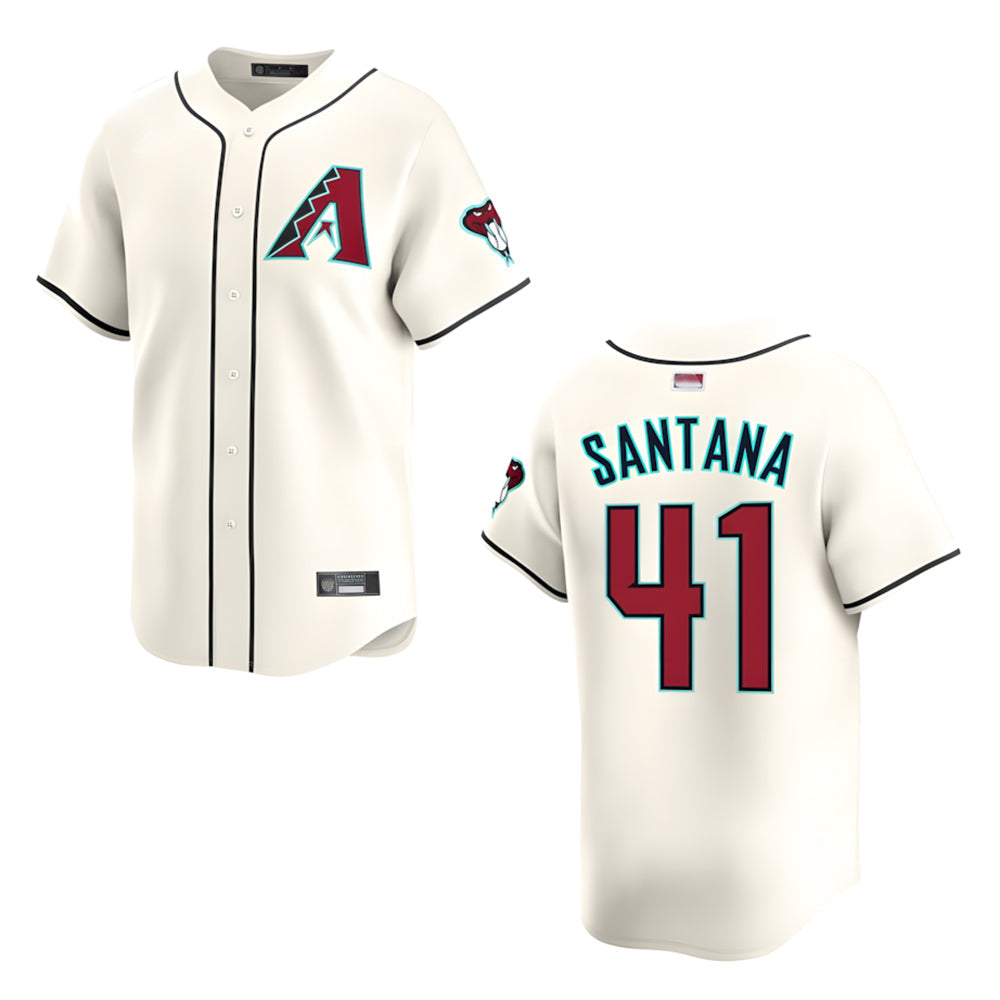 Crovyle A.Diamondbacks #41 Carlos Santana Player Cream game time Stitched Jersey