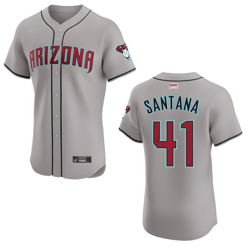 Crovyle A.Diamondbacks #41 Carlos Santana Player Gray game time Stitched Jersey