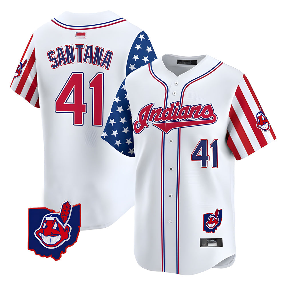 Crovyle A.Diamondbacks #41 Carlos Santana Player White Independence Day Vapor Premier Limited Stitched Jersey