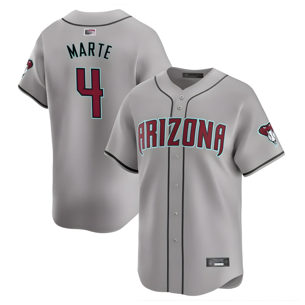 Crovyle A.Diamondbacks #4 Ketel Marte Player Gray Replica Game Stitched Jerseys