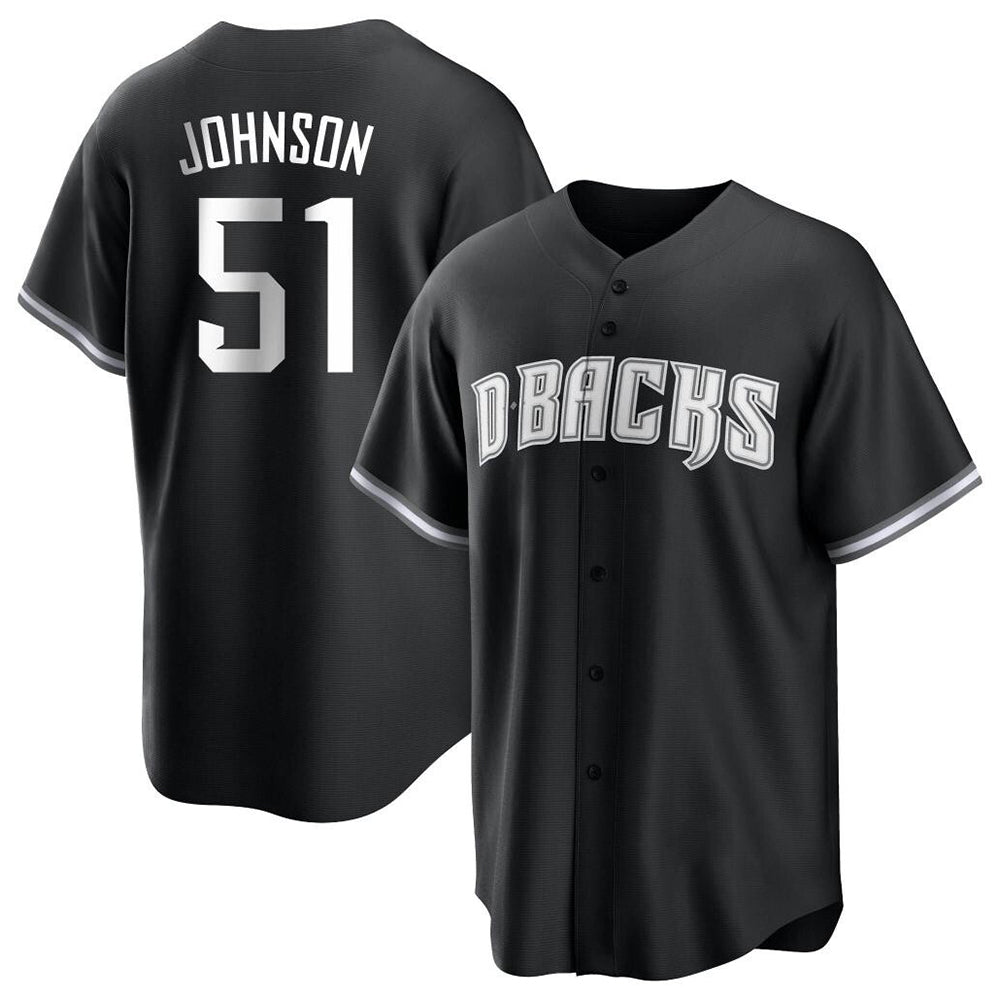 Crovyle A.Diamondbacks #51 Randy Johnson Player Black White Replica Alternate Stitched Jerseys