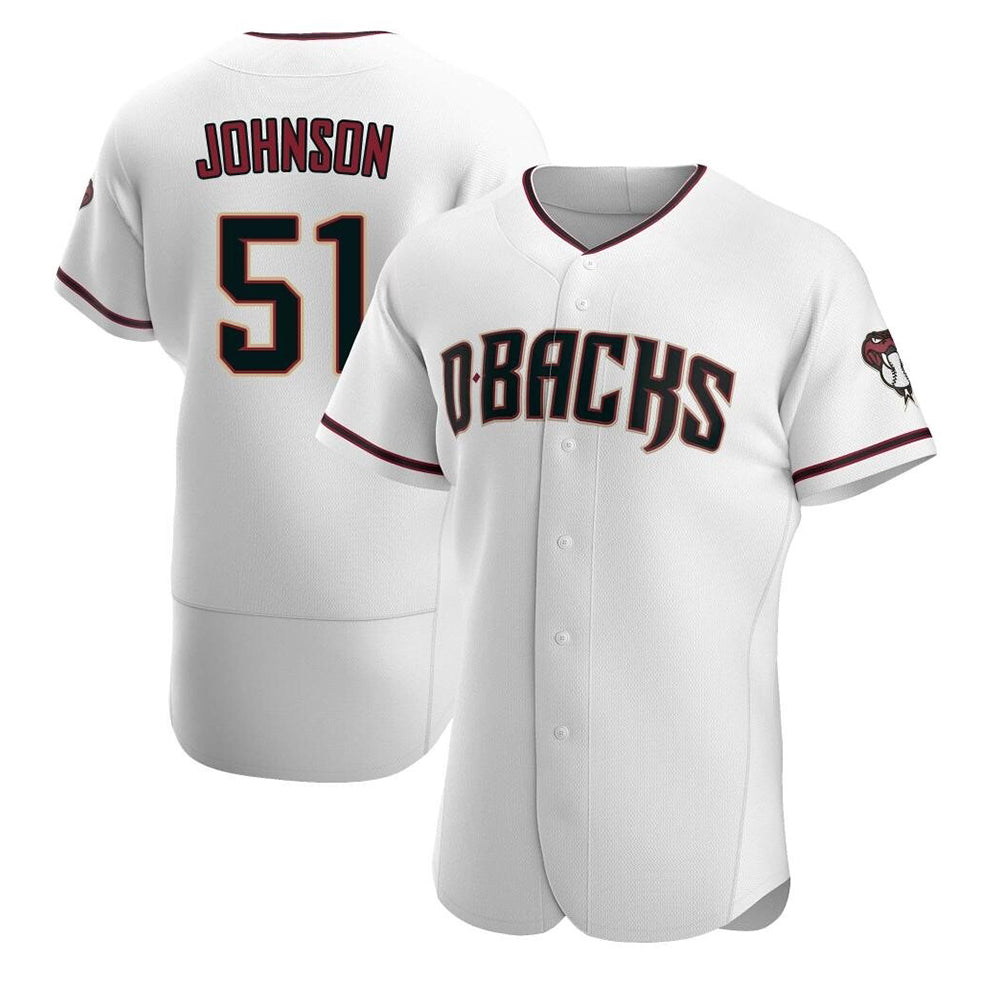 Crovyle A.Diamondbacks #51 Randy Johnson White Authentic Crimson Home Stitched Jerseys