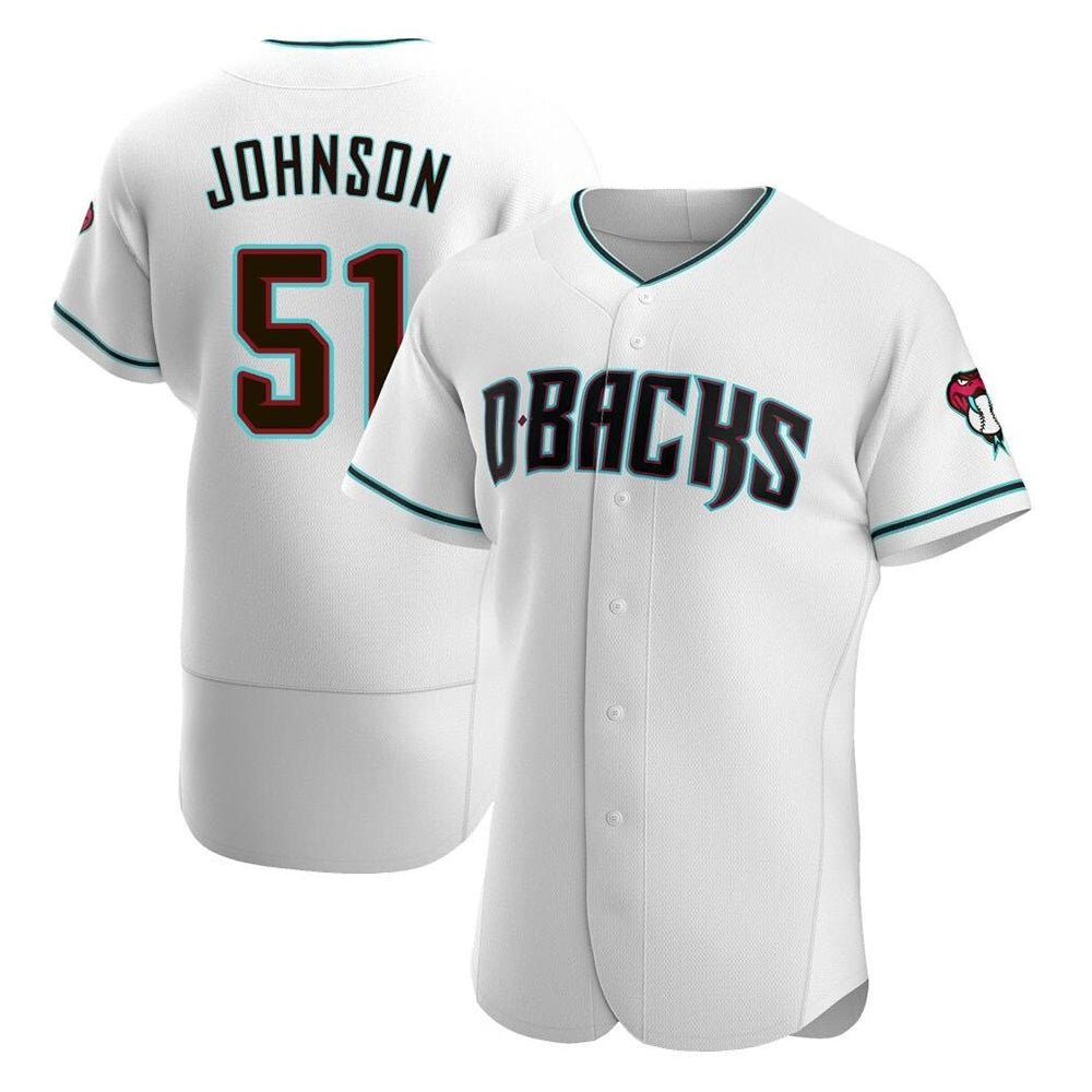 Crovyle A.Diamondbacks #51 Randy Johnson White Teal Alternate Authentic Stitched Jerseys