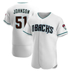 Crovyle A.Diamondbacks #51 Randy Johnson White Teal Alternate Authentic Stitched Jerseys