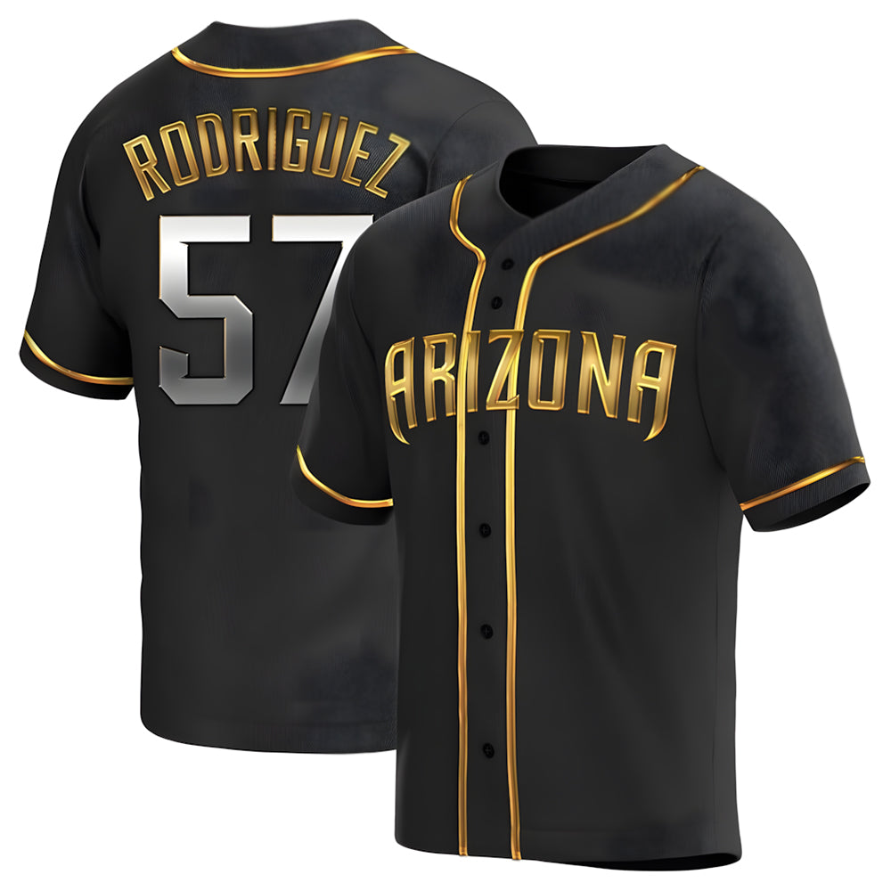 Crovyle A.Diamondbacks #57 Eduardo Rodriguez Player Black Golden Replica Alternate Stitched Jersey