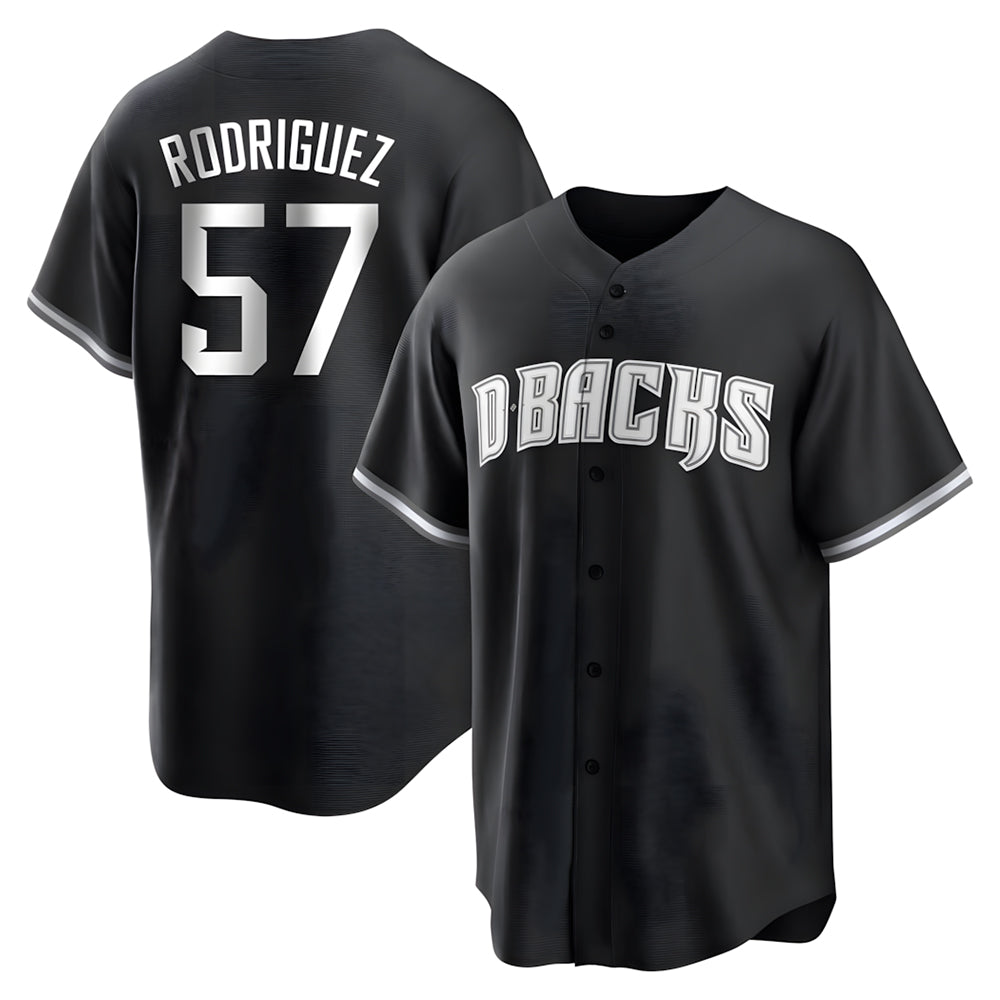 Crovyle A.Diamondbacks #57 Eduardo Rodriguez Player Black White Replica Alternate Stitched Jersey