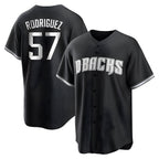 Crovyle A.Diamondbacks #57 Eduardo Rodriguez Player Black White Replica Alternate Stitched Jersey