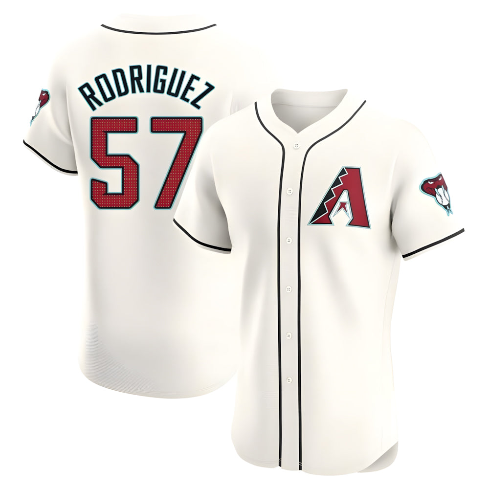 Crovyle A.Diamondbacks #57 Eduardo Rodriguez Player Cream Elite Home Stitched Jersey