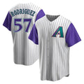 Crovyle A.Diamondbacks #57 Eduardo Rodriguez Player  Cream Purple Replica Alternate Cooperstown Collection Stitched Jersey