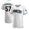 Crovyle A.Diamondbacks #57 Eduardo Rodriguez Player White Teal Alternate Stitched Jersey