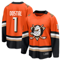 Crovyle A.Ducks #1 Lukas Dostal Orange Home Breakaway Jerseys