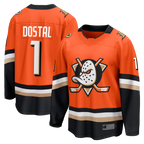 Crovyle A.Ducks #1 Lukas Dostal Orange Home Breakaway Jerseys