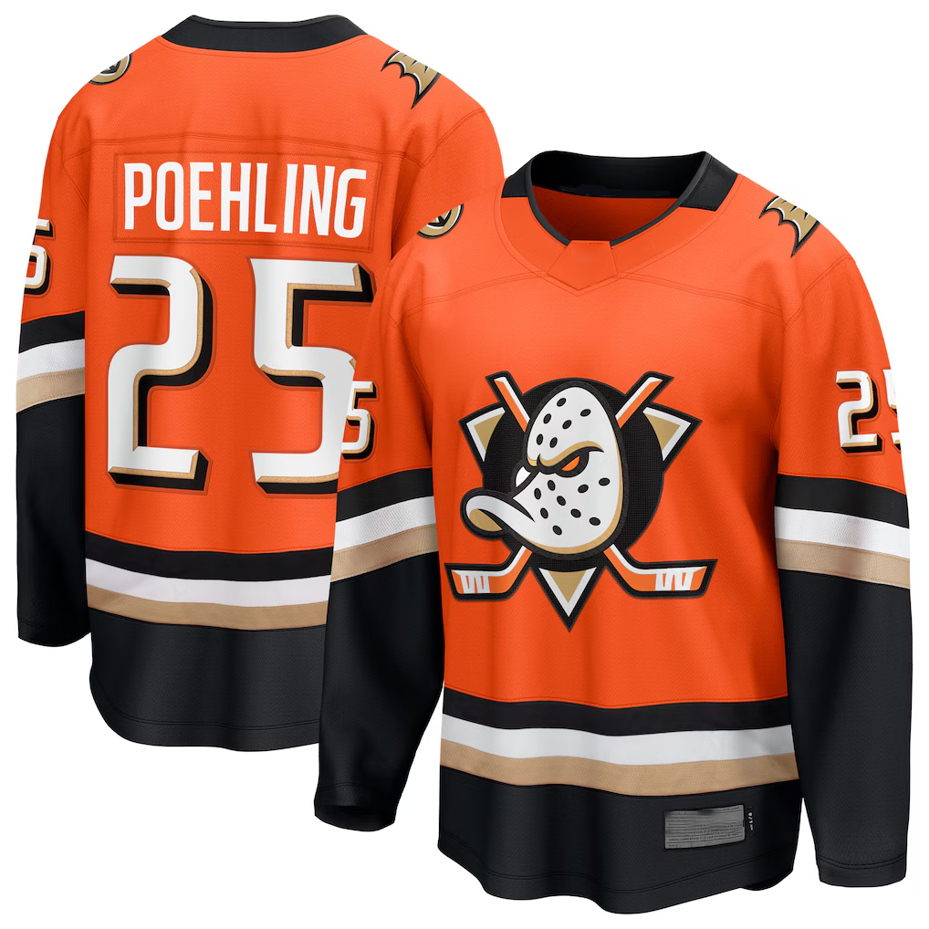 Crovyle A.Ducks #25 Ryan Poehling Orange Home Breakaway Jerseys