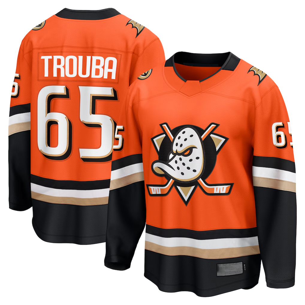 Crovyle A.Ducks #65 Jacob Trouba Orange Home Breakaway Player Jerseys