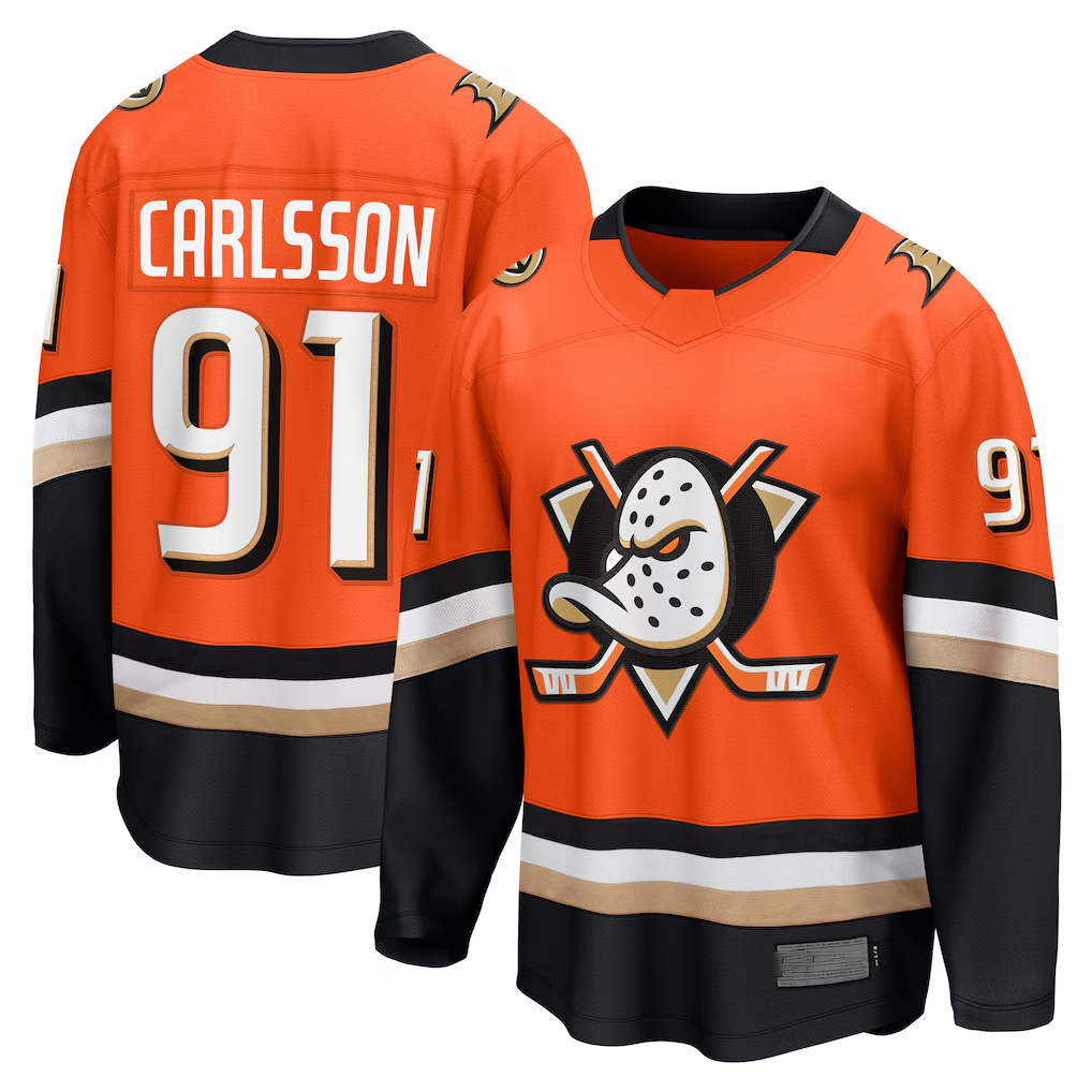 Crovyle A.Ducks #91 Leo Carlsson Orange Home Breakaway Jerseys