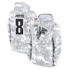 Crovyle A.Falcons #8 Kyle Pitts Player Arctic Camo Salute to Service Limited Hoodie Stitched Jerseys