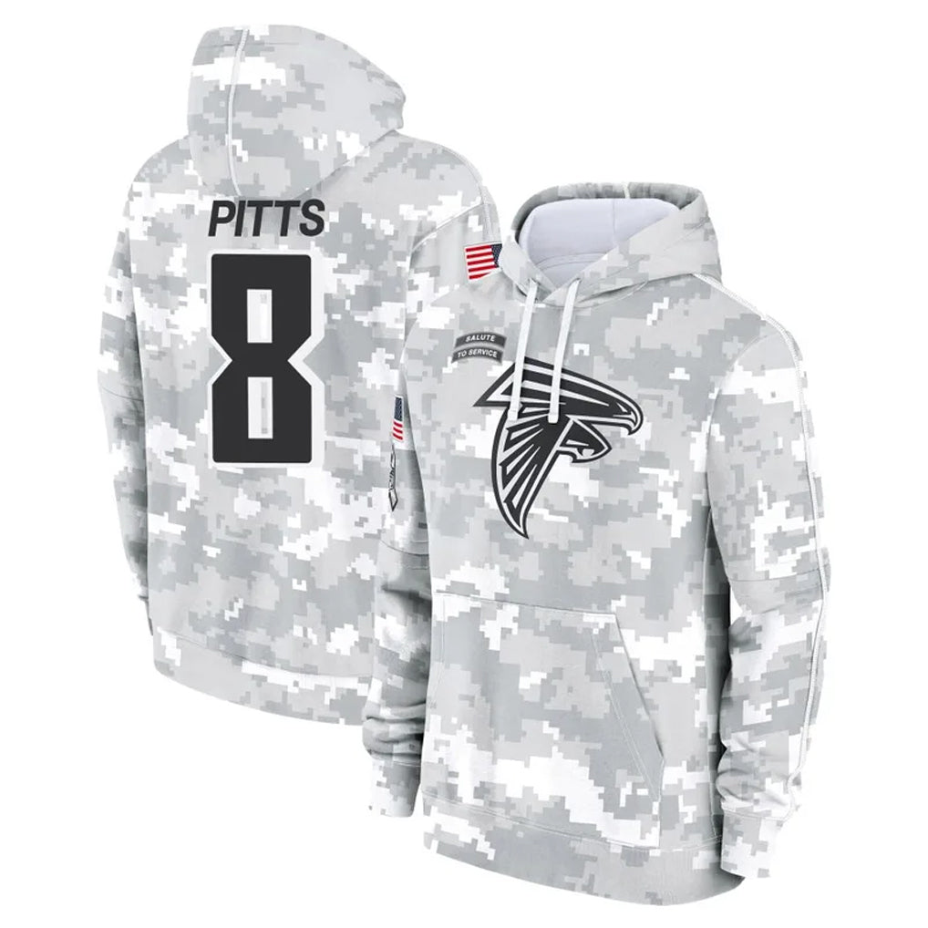 Crovyle A.Falcons #8 Kyle Pitts Player Arctic Camo Salute to Service Limited Hoodie Stitched Jerseys