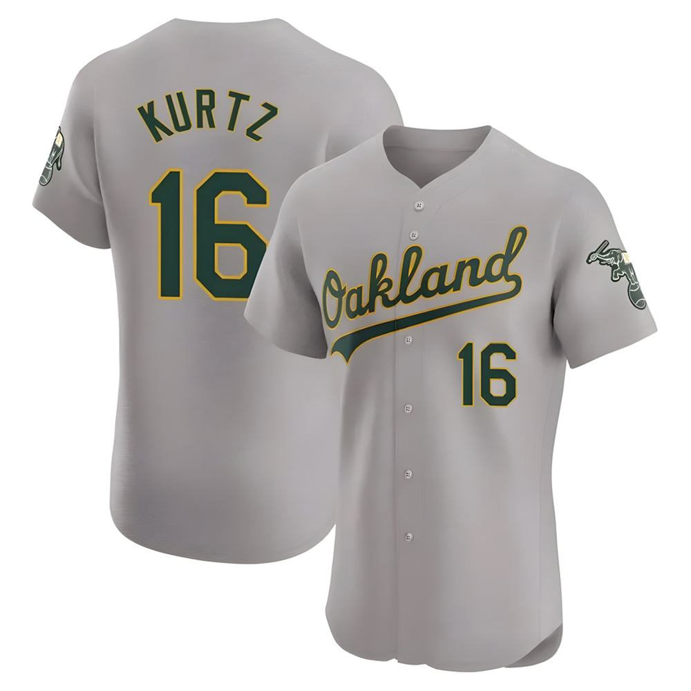 Crovyle Athletics #16 Nick Kurtz Player Gray Elite Road Stitched Jerseys