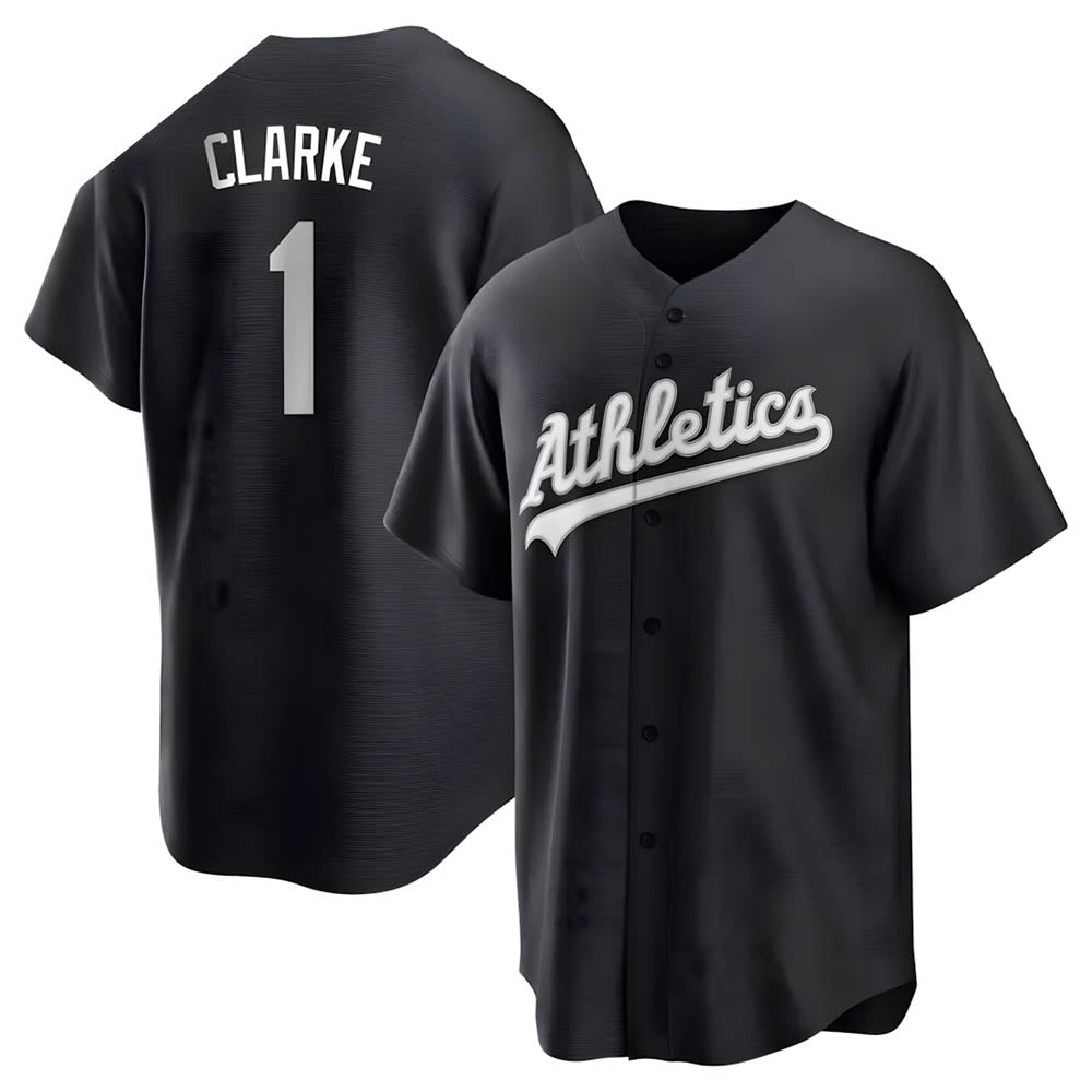 Crovyle Athletics #1 Denzel Clarke player Black&White Replica Stitched Jersey