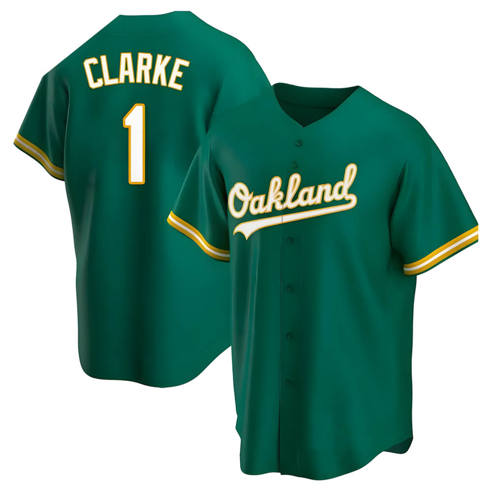 Crovyle Athletics #1 Denzel Clarke player Green Replica Kelly Alternate Stitched Jersey