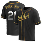 Crovyle Athletics #21 Tyler Soderstrom Player Black Golden Replica Alternate Stitched Jersey