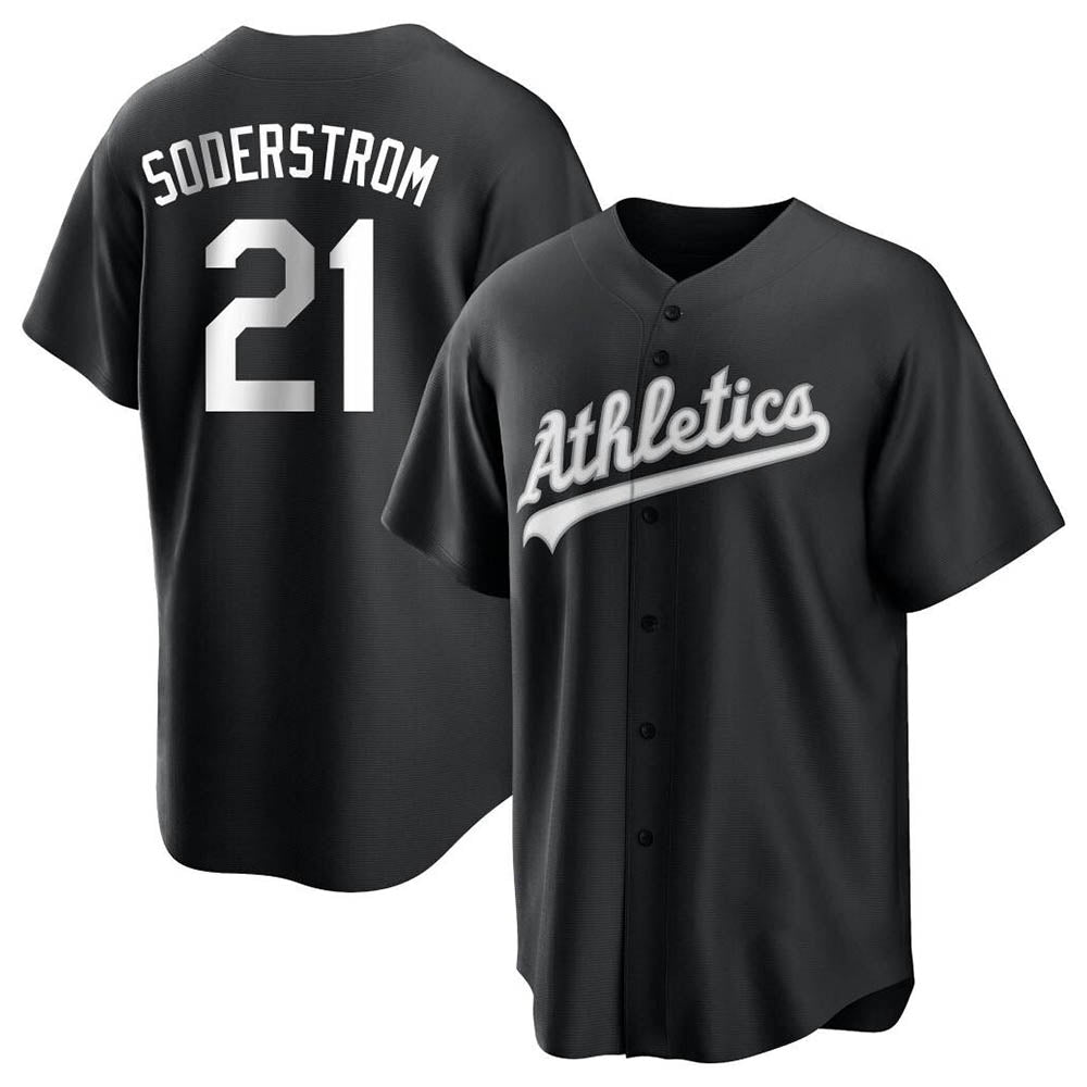 Crovyle Athletics #21 Tyler Soderstrom Player Black&White Replica Stitched Jersey