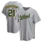Crovyle Athletics #21 Tyler Soderstrom Player Gray Replica Road Stitched Jersey