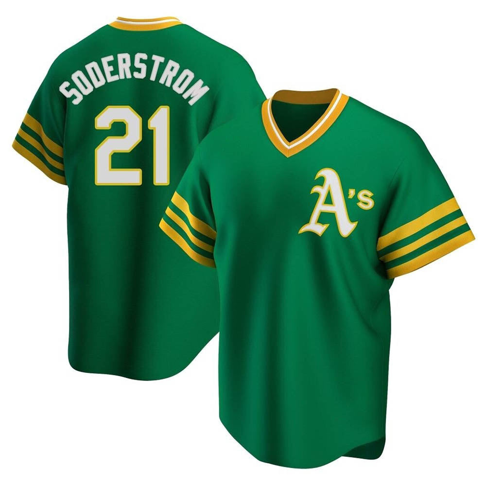 Crovyle Athletics #21 Tyler Soderstrom Player Green Replica Cooperstown Collection Stitched Jersey