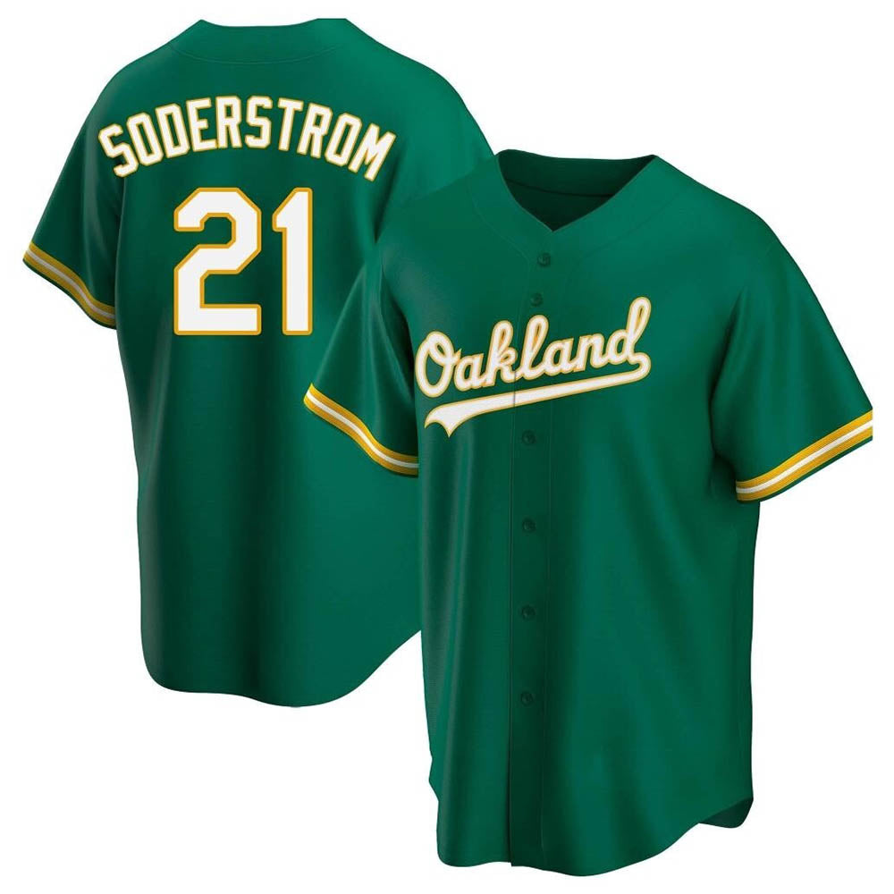 Crovyle Athletics #21 Tyler Soderstrom Player Green Replica Kelly Alternate Stitched Jersey