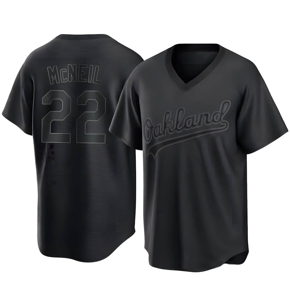 Crovyle Athletics #22 Jeff McNeil player Black Replica Pitch Fashion Stitched Jersey