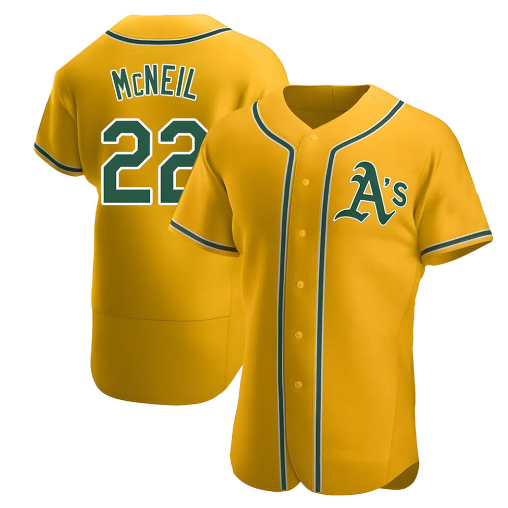 Crovyle Athletics #22 Jeff McNeil player Gold Authentic Alternate Stitched Jersey