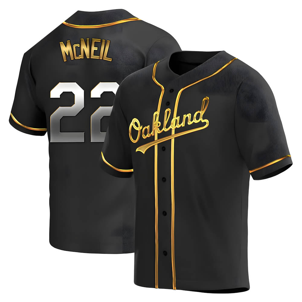 Crovyle Athletics #22 Jeff McNeil player Gold Replica Black en Alternate Stitched Jersey