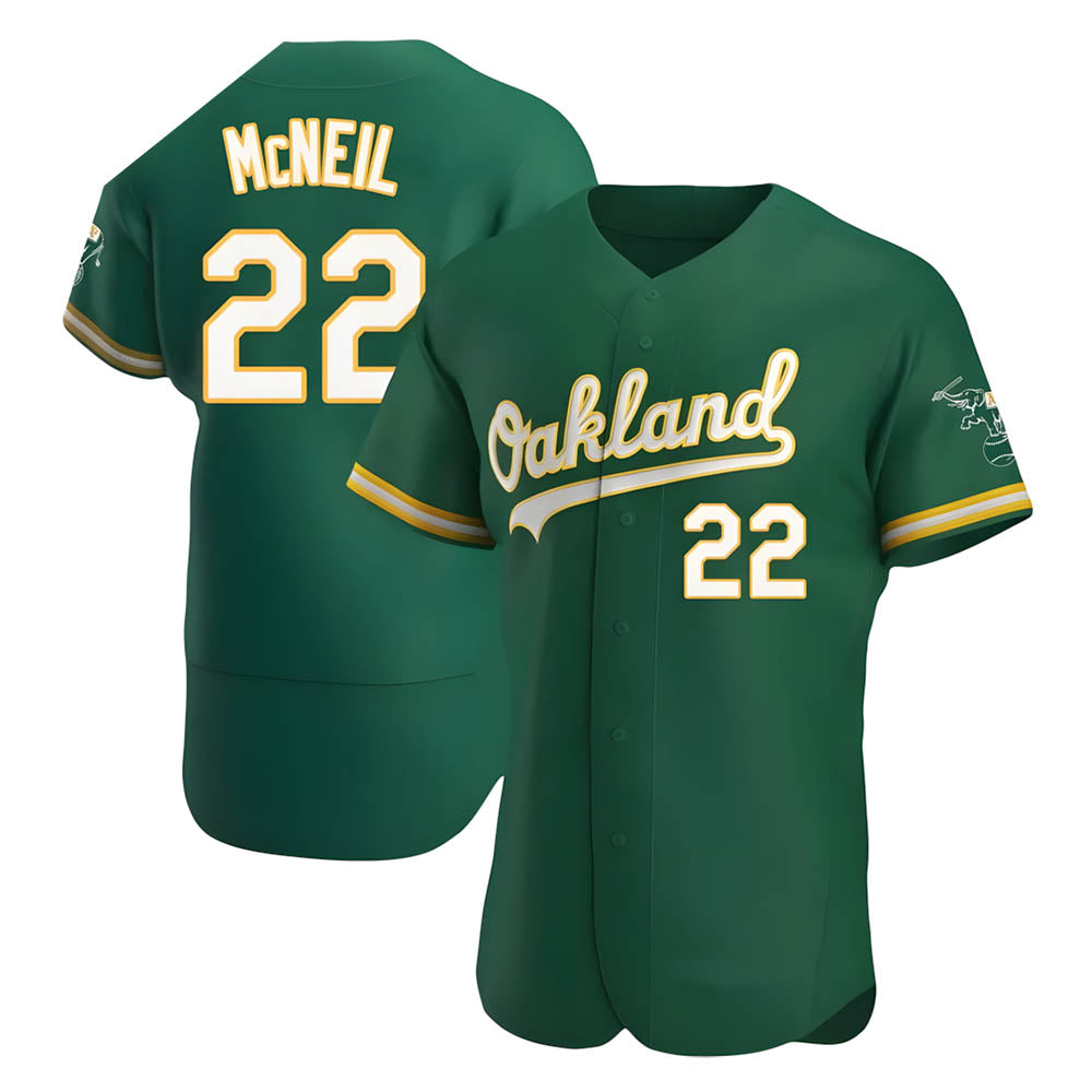 Crovyle Athletics #22 Jeff McNeil player Green Authentic Kelly Alternate Stitched Jersey
