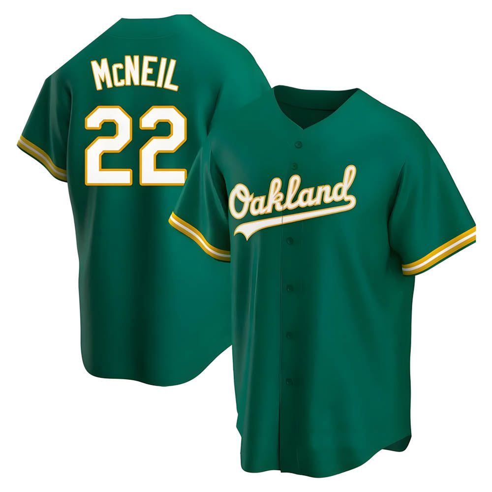 Crovyle Athletics #22 Jeff McNeil player Green Replica Kelly Alternate Stitched Jersey