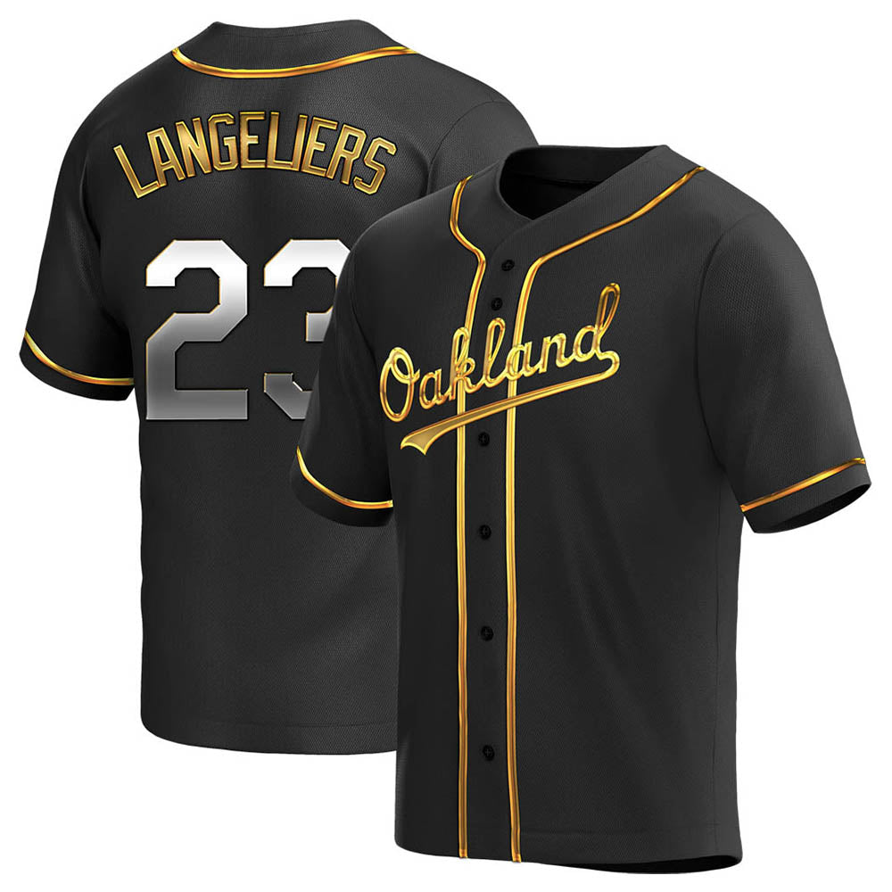 Crovyle Athletics #23 Shea Langeliers Player Black Golden Replica Alternate Stitched Jerseys