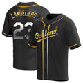 Crovyle Athletics #23 Shea Langeliers Player Black Golden Replica Alternate Stitched Jerseys