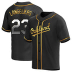 Crovyle Athletics #23 Shea Langeliers Player Black Golden Replica Alternate Stitched Jerseys