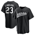 Crovyle Athletics #23 Shea Langeliers Player Black&White Replica Stitched Jerseys