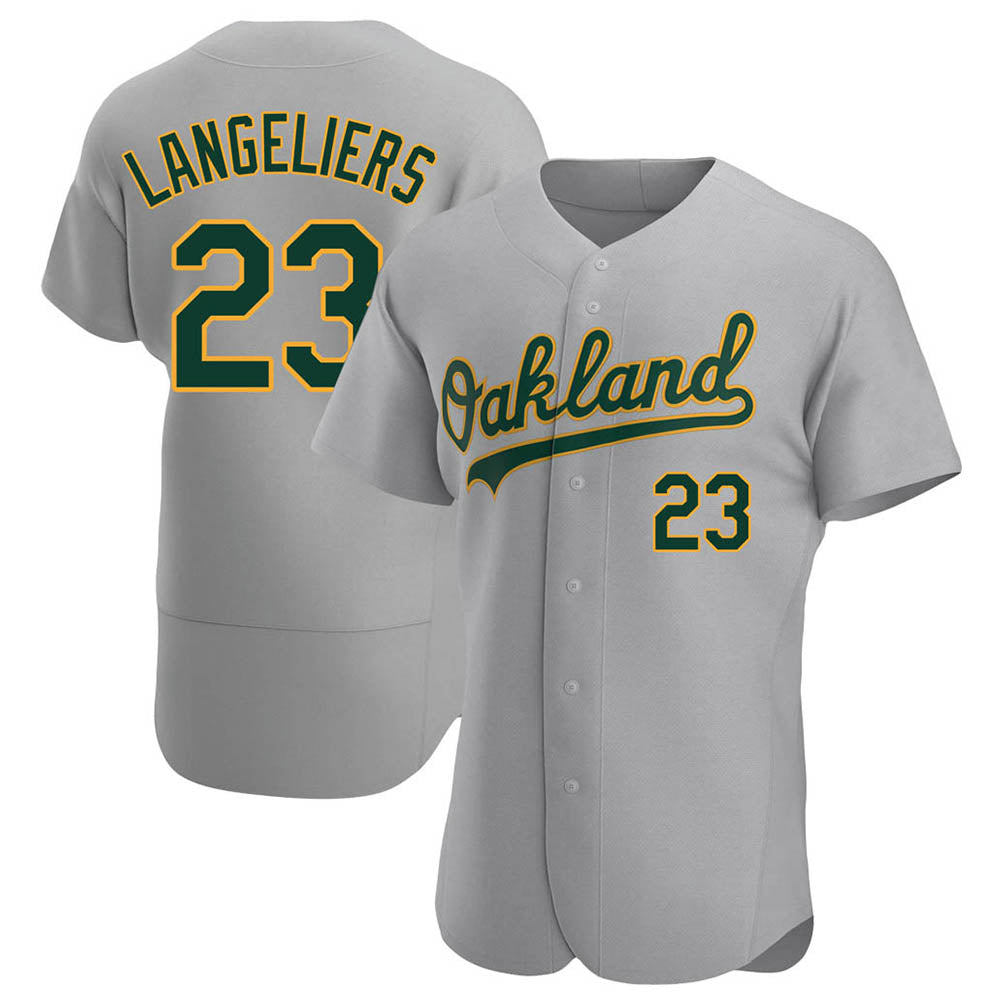 Crovyle Athletics #23 Shea Langeliers Player Gray Authentic Road Stitched Jersey