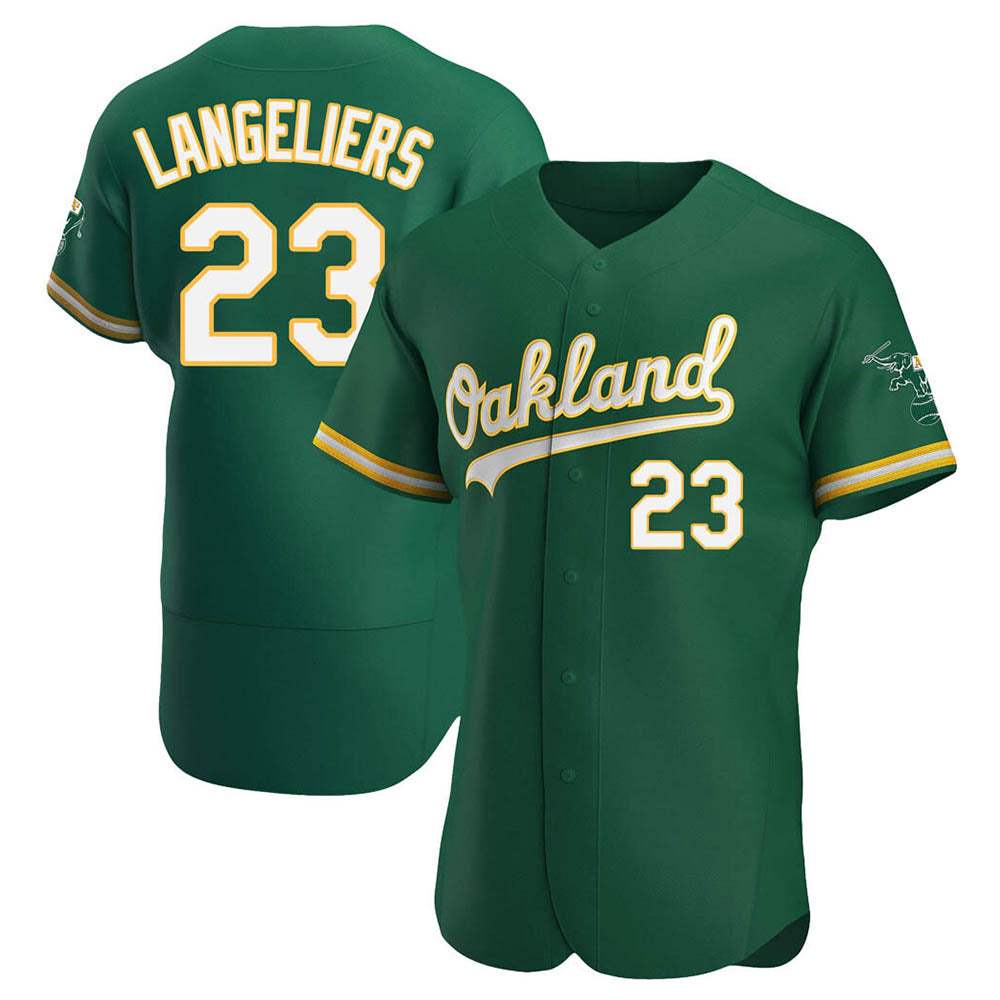 Crovyle Athletics #23 Shea Langeliers Player Green Authentic Kelly Alternate Stitched Jerseys
