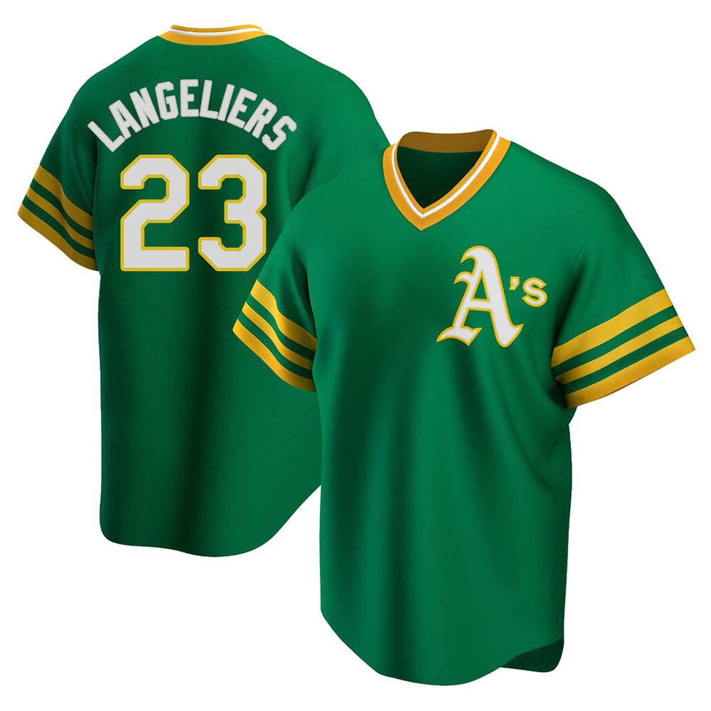Crovyle Athletics #23 Shea Langeliers Player Green Replica Cooperstown Collection T shirt Stitched Jerseys