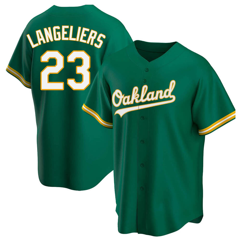 Crovyle Athletics #23 Shea Langeliers Player Green Replica Kelly Alternate Stitched Jerseys