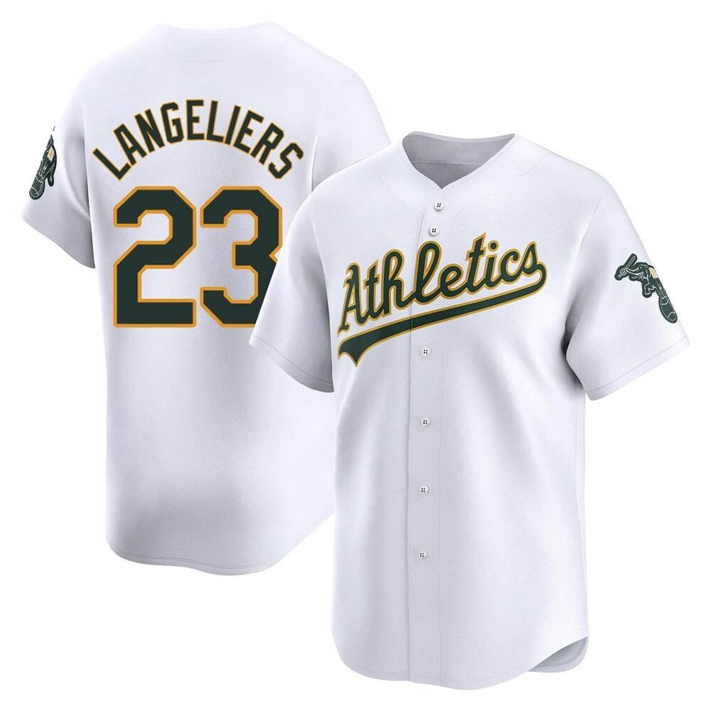 Crovyle Athletics #23 Shea Langeliers Player White Limited Home Stitched Jersey