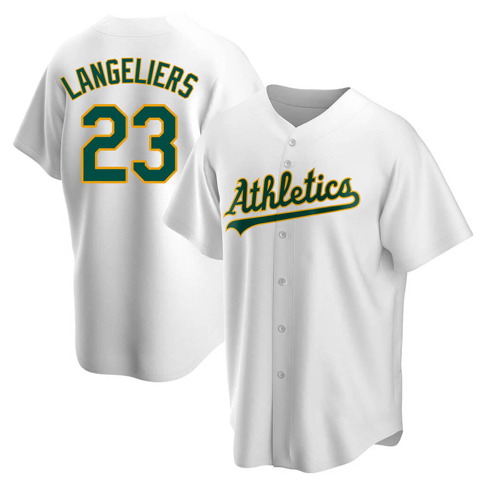 Crovyle Athletics #23 Shea Langeliers Player White Replica Home Stitched Jerseys
