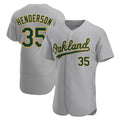 Crovyle Athletics #35 Rickey Henderson Player Gray Authentic Road Stitched Jersey
