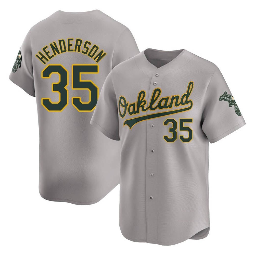 Crovyle Athletics #35 Rickey Henderson Player Gray Limited Away Stitched Jersey