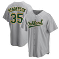 Crovyle Athletics #35 Rickey Henderson Player Gray Replica Road Stitched Jersey