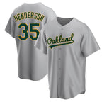 Crovyle Athletics #35 Rickey Henderson Player Gray Replica Road Stitched Jersey