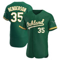 Crovyle Athletics #35 Rickey Henderson Player Green Authentic Kelly Alternate Stitched Jersey