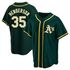 Crovyle Athletics #35 Rickey Henderson Player Green Replica Alternate Stitched Jersey